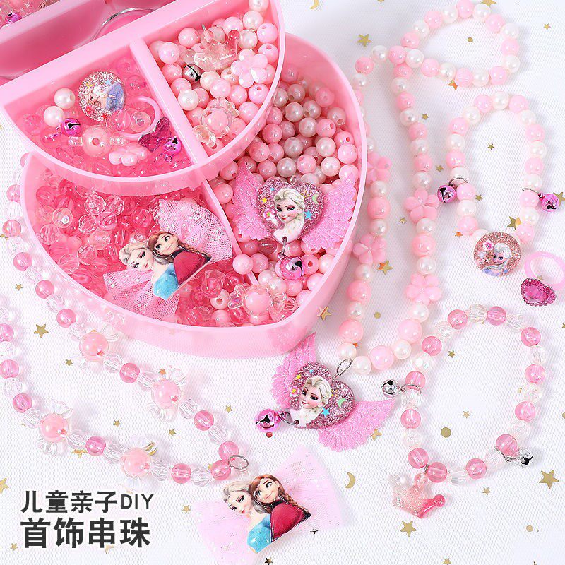 Children's educational toys diy handmade material bag girl gift wearing beads hand chisel necklace jewelry beading