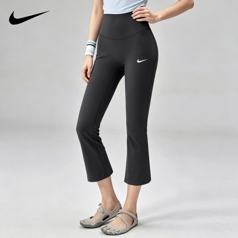Nike Nike Micro-Flared Yoga Pants for Women, Summer Thin High-Waisted Butt-Lifting Fitness Running Training Sports Naked-Feel Capri Pants