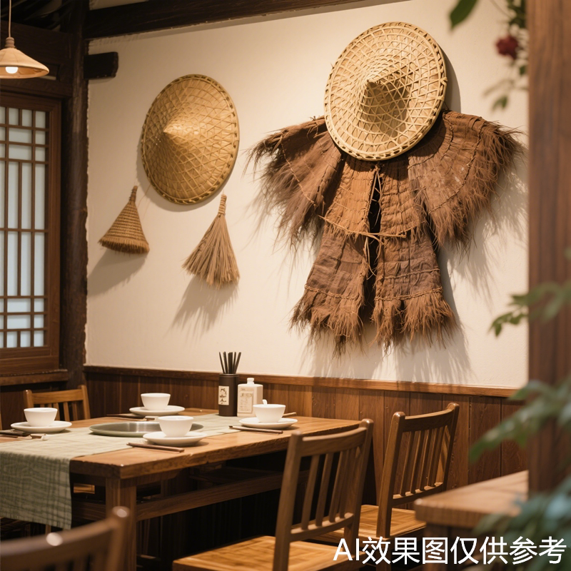 Vintage Raincoat-Style Old Objects Restaurant Decoration, Restaurant Style Hot Pot Restaurant Wall Hanging, Nostalgic Hunan Cuisine Restaurant Decoration