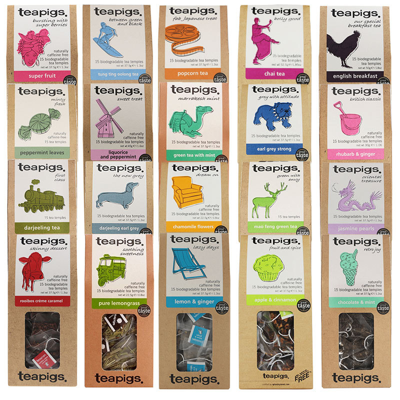 Teapigs Original Leaf Tea Bags 15-Pack Boxed Black Tea Green Tea Herbal Tea Alternatives