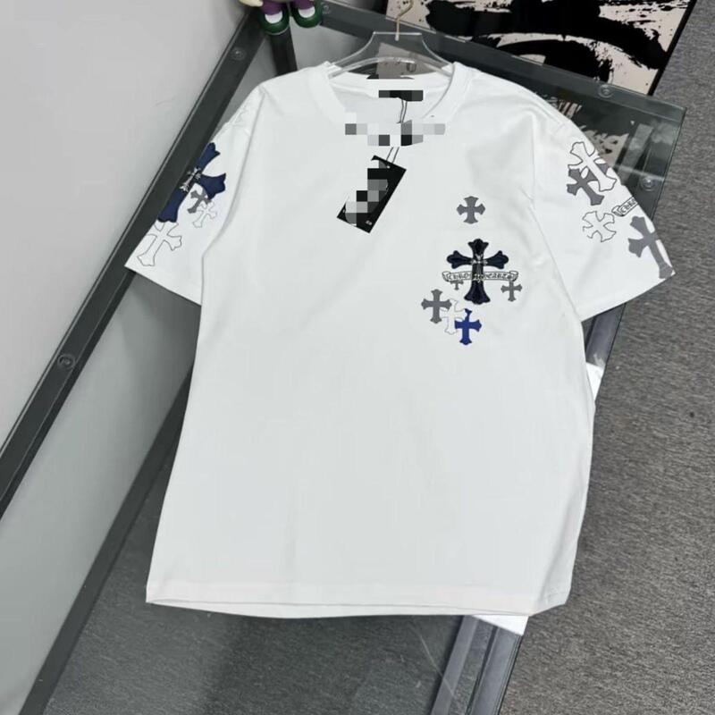 Summer New Trendy Brand Retro Style Cross Short-Sleeve T-Shirt for Men and Women, High Street Print, Loose Heavyweight Pure Cotton Top Summer New Trendy Brand Retro Style Cross Short-Sleeve T-Shirt for Men and Women, High Street Print, Loose Heavyweight Pure Cotton Top