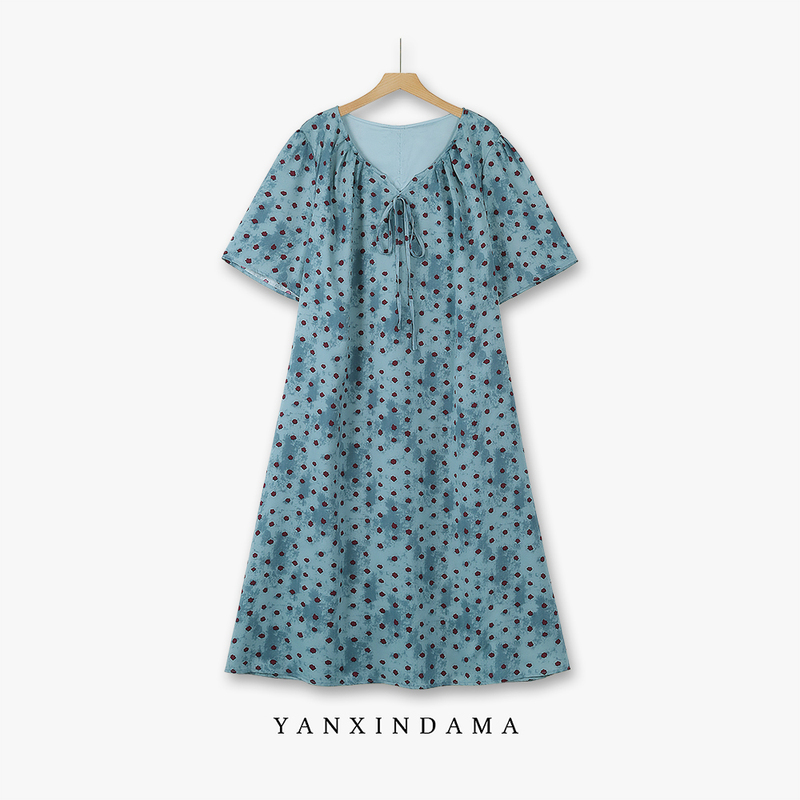 Plus Size Women's Clothing 150kg French Retro Style Fresh Design Simple Dress for Chubby Girls 67682