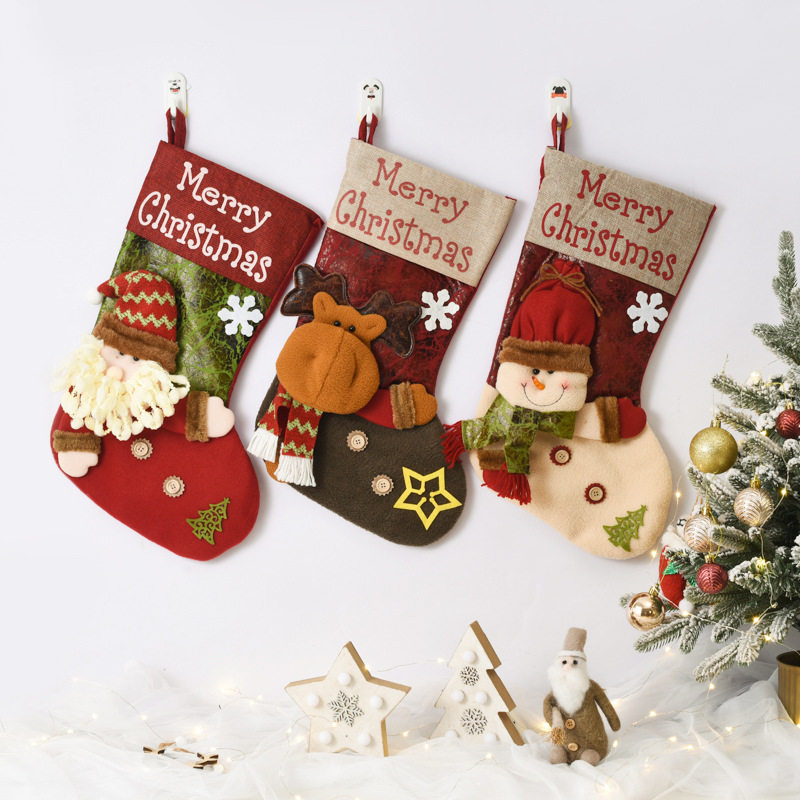 Christmas Decorations Big Christmas Socks Gift Bag Santa Candy Bag Christmas Tree Pendant Christmas Bag-Taobao