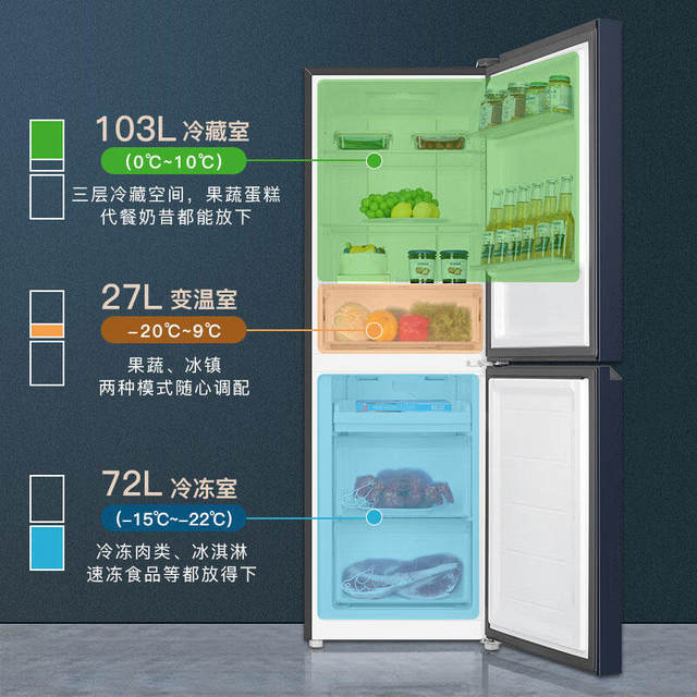 Haier Two-Door Refrigerator, 202 Liters, Dual-Door, Household, Frost-Free, Ultra-Thin, Small Dormitory Refrigerator, Black Gold, Odor-Free