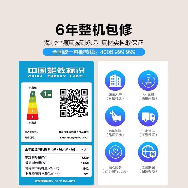 Haier Air Conditioner 3 Hp New First-Class Energy Efficiency Vertical Inverter Cabinet Unit 06Kap81U1 Office 72Lw/03Paa81U1