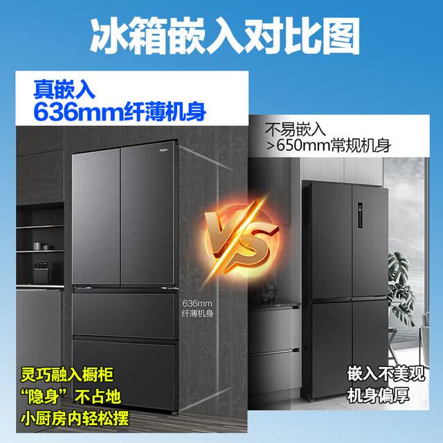 Haier Refrigerator French Multi-Door Household First-Class Frequency Conversion Air-Cooled Frost-Free Ultra-Thin Bcd-467Wghfd5Ds9U1