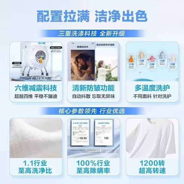 Haier Fully Automatic Household Washing Machine 10kg Drum Ultra-Thin Dual Spray First-Class Energy Efficiency Eg100Mate29S