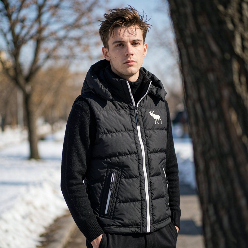 Abercrombie&Fitch Winter Men's Hooded down Vest Af Casual Warm Vest Jacket Abercrombie&Fitch Winter Men's Hooded down Vest Af Casual Warm Vest Jacket