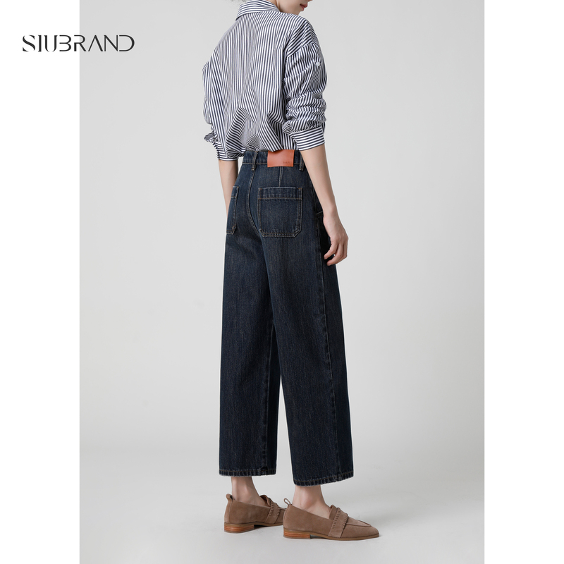Loose Straight-Leg Jeans for Women, Flattering Fit, New Spring/Autumn Style, Petite Wide-Leg Cropped Pants