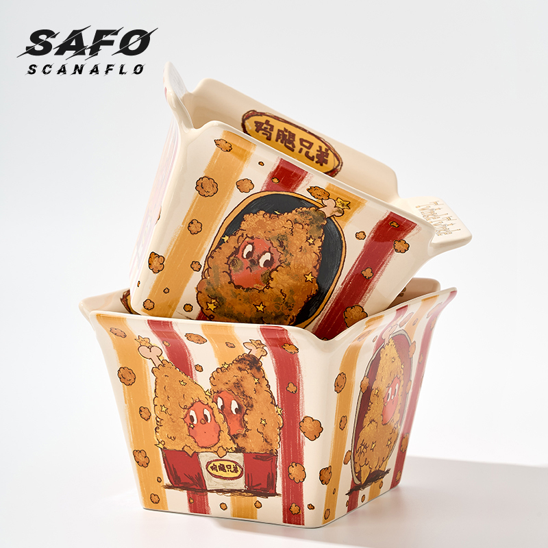Safo Star People Tableware Chicken Leg Brothers Bowl Instant Noodle Bowl Ceramic Large Capacity Salad Bowl Popcorn French Fries Children's Bowl Safo Star People Tableware Chicken Leg Brothers Bowl Instant Noodle Bowl Ceramic Large Capacity Salad Bowl Popcorn French Fries Children's Bowl