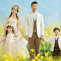 2024 photo studio new light wedding dress for a family of four sweet parent-child outfit mother and daughter outdoor photoshoot pastoral style