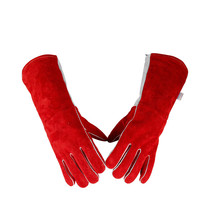 Cowhide welding gloves welding gloves wear-resistant heat-insulating flame-retardant fire-proof welding protective gloves extended