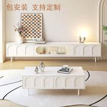 Cream style coffee table TV cabinet combination home modern simple light luxury TV floor cabinet living room small apartment new style