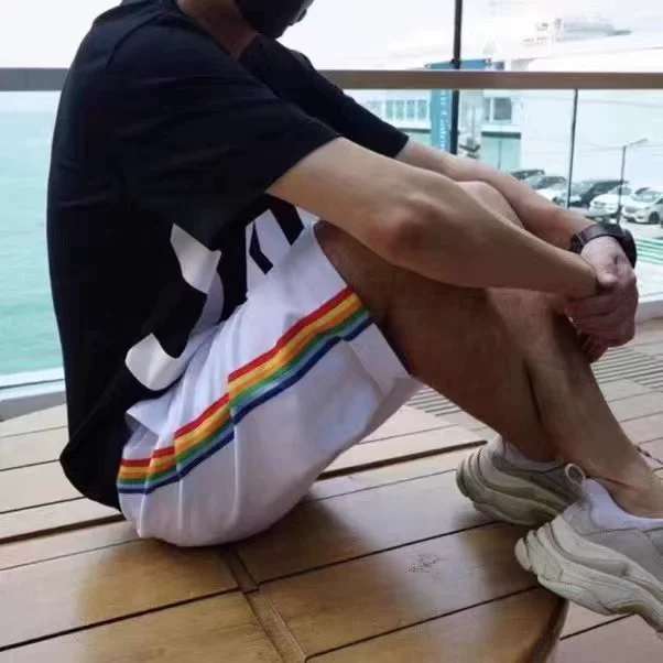 [Correct] PALM Palm Angel PA New Rainbow Strip Men and Women's Loose Leisure Sports shorts