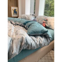 Lan Yin) 100-count ins pastoral floral cotton pure cotton bedding four-piece set small fresh bed sheet quilt cover