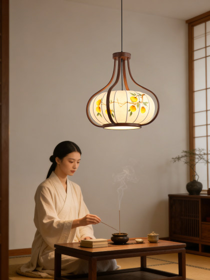 Song-Style Aesthetic Restaurant Chandelier 2026 New Model Chinese-Style Fabric Study Room Tea Room Lamp Zen Retro Bar Table Lamp