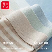 3-pack mens colorful cotton boxer briefs non-dyed healthy comfortable breathable mid-waist young boys boxer briefs