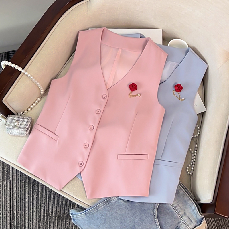French-Style Niche Design Layered Fashion Sleeveless Cardigan Patchwork Workplace V-Neck Vest Suit Vest for Women French-Style Niche Design Layered Fashion Sleeveless Cardigan Patchwork Workplace V-Neck Vest Suit Vest for Women