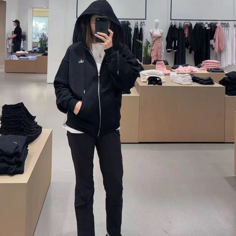 Direct Mail Alyoga Full Zip Hoodie Loose Drawstring Hooded Casual Versatile Zip-Up Sweatshirt Jacket for Women Direct Mail Alyoga Full Zip Hoodie Loose Drawstring Hooded Casual Versatile Zip-Up Sweatshirt Jacket for Women