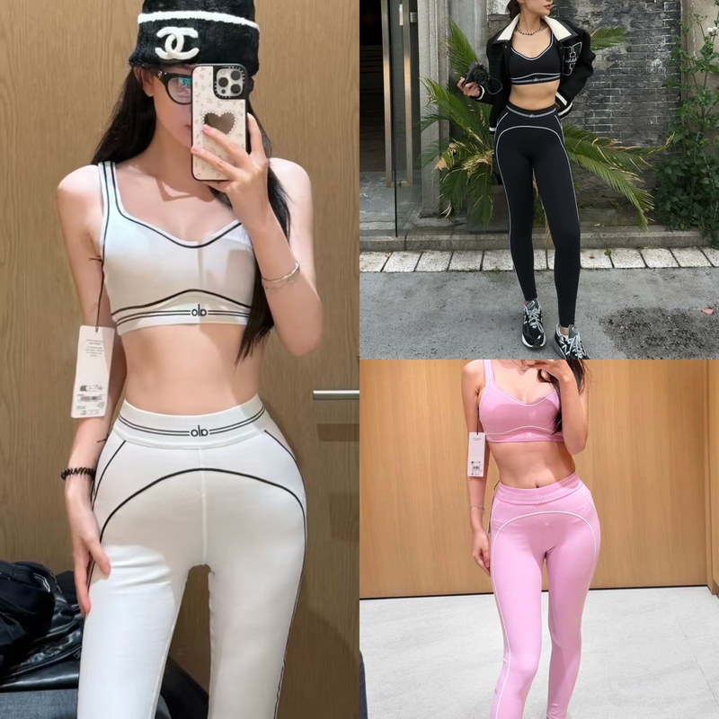 In-Stock Direct Shipping Al0 Yoga Fitness Set, Line-Enhancing Sports Bra, Beautiful Back, Tight-Fitting Yoga Pants for Women