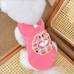 Ancient-Style Cat Clothes, Dog Vest, Spring and Summer Anti-Shedding with Leash, Pet Buckle Embroidery, Bichon Frise, Teddy Dog