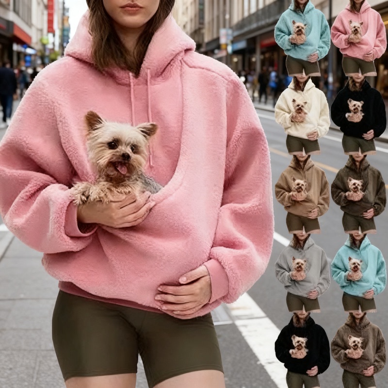 Kangaroo-Style Clothing Can Be Used as Cat and Dog Clothes, Large Pocket Pet Outdoor Pullover Hoodie, Hooded Dog Autumn and Winter Coat