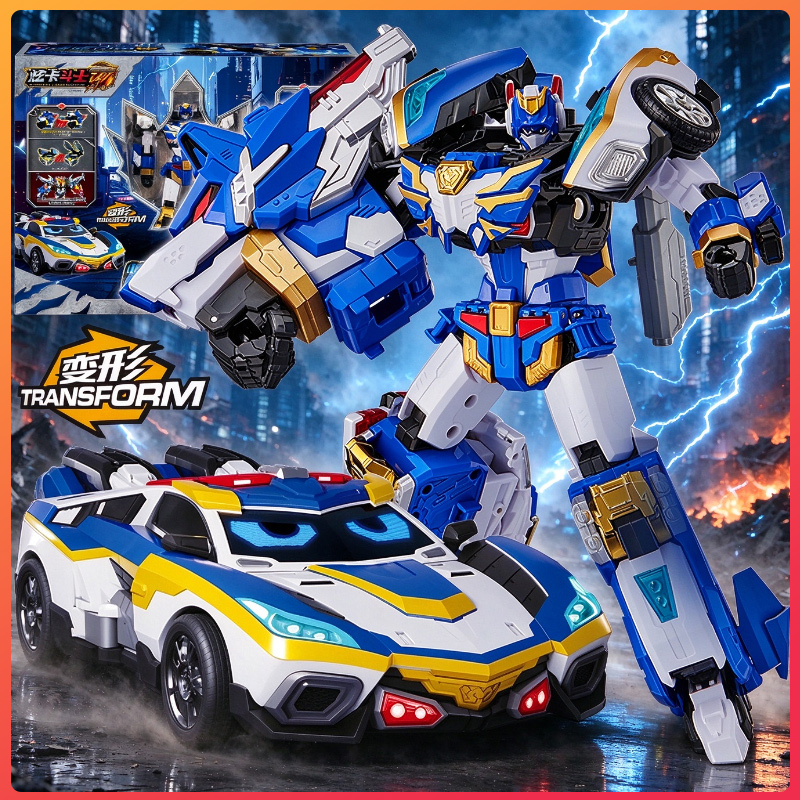 In-Stock Shiny Card Fighter 4 Shiny Blue Lightning W Blue Wolf Beast King Children's Transforming Toy Robot Mech for Boys In-Stock Shiny Card Fighter 4 Shiny Blue Lightning W Blue Wolf Beast King Children's Transforming Toy Robot Mech for Boys