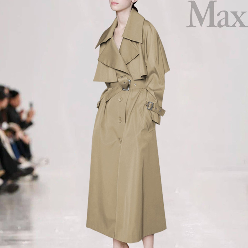 Max*M Classic Khaki Long Trench Coat for Women 20226 Autumn Fashion Versatile Elegant British Style Over-The-Knee Coat Max*M Classic Khaki Long Trench Coat for Women 20226 Autumn Fashion Versatile Elegant British Style Over-The-Knee Coat