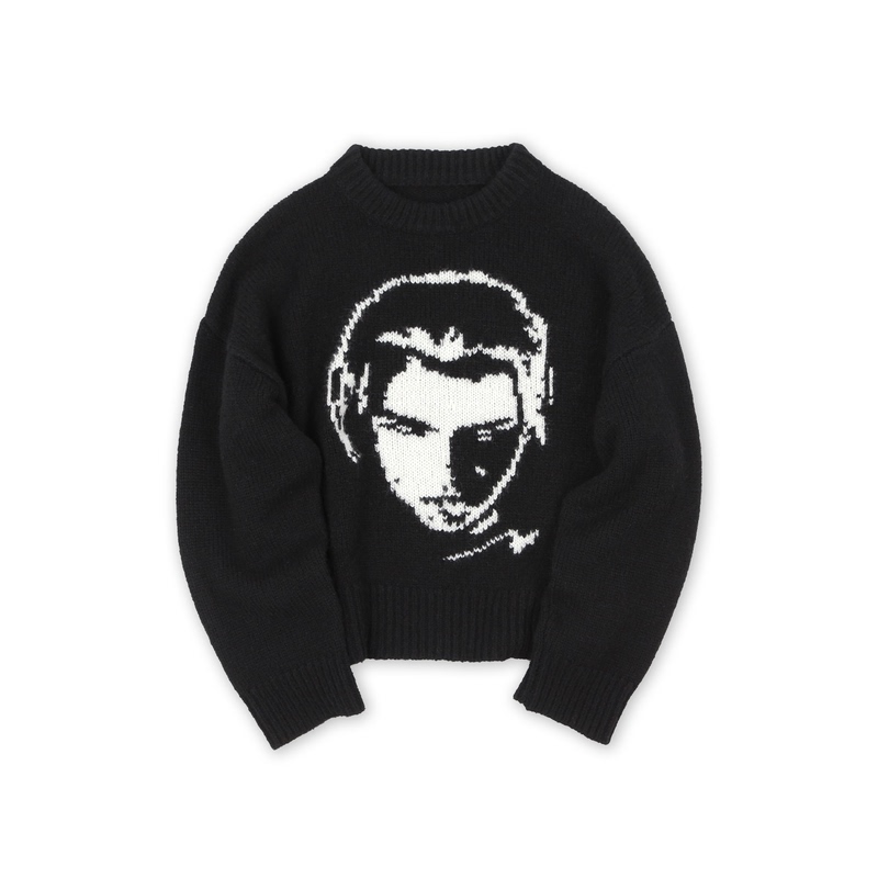 Sod Co. Mohair Sweater "Phoenix" Black, Patchwork Oversized Crew Neck Knitwear