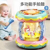 Baby and toddlers with multi - functional carousel hand - clapped drums with microphone lighting music box Babys puzzle toys 0 to 3 years old