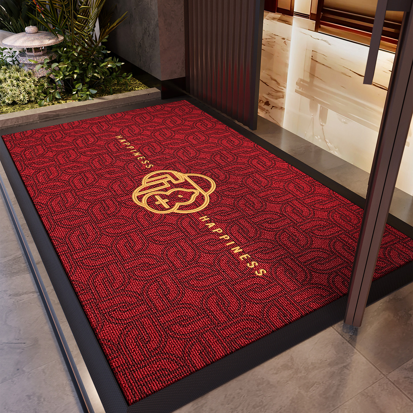 High-end villa red entrance door floor mat