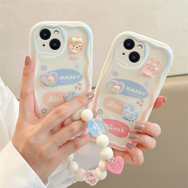 Suitable for Apple 15Pro Phone Case Iphone13Mini Cartoon 11Pro Creative 12 3D Rabbit Bear Xsmax Transparent 8Plus Silicone Protective Case 7 Full Coverage 6 Anti-Drop 14 Soft Case