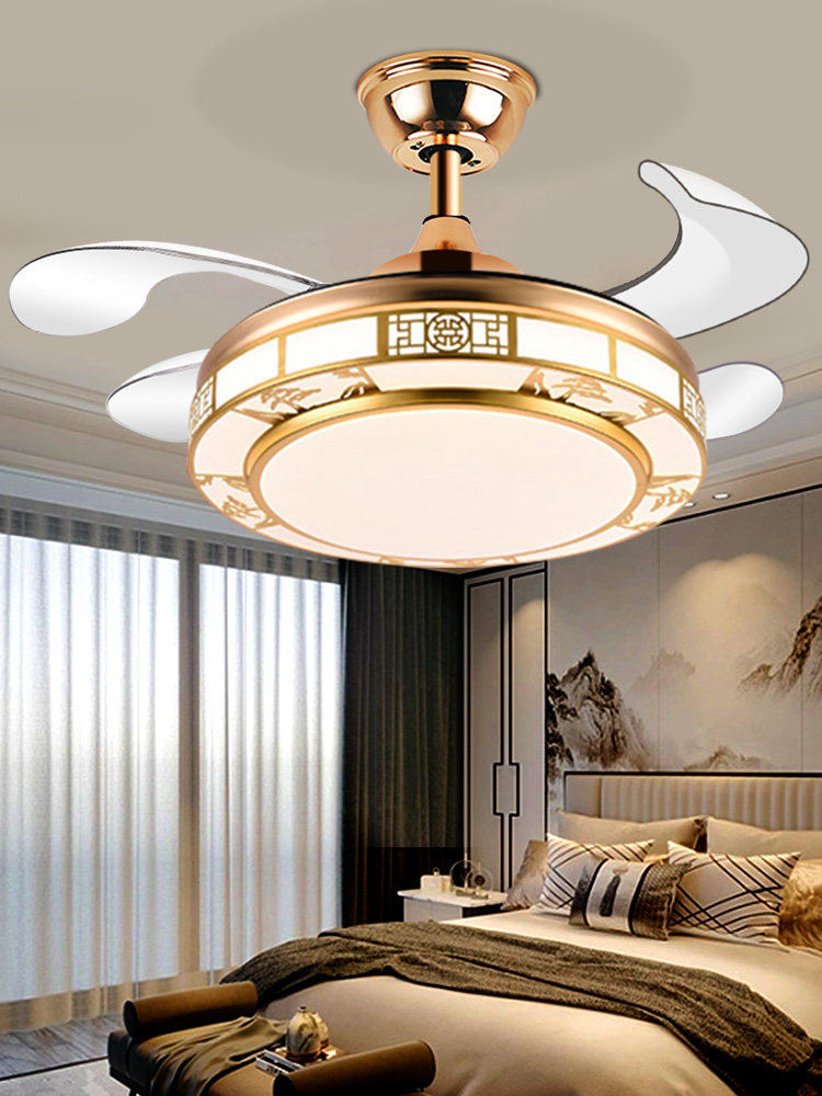 Chigo New Chinese Style Invisible Fan Light Antique Living Room Dining Room Bedroom Tmall Genie Smart Home Electric Fan Chandelier