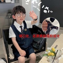 Kindergarten Entrance to the Garden Pass Clothing College Wind Leave Two Suits Summer Children Trendy Short Sleeve Shirt Boy