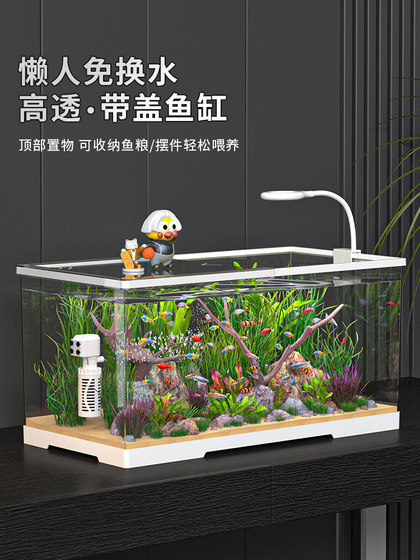 小型鱼缸家用桌面客厅小型电视柜旁超白生态过滤深水乌龟缸养龟箱