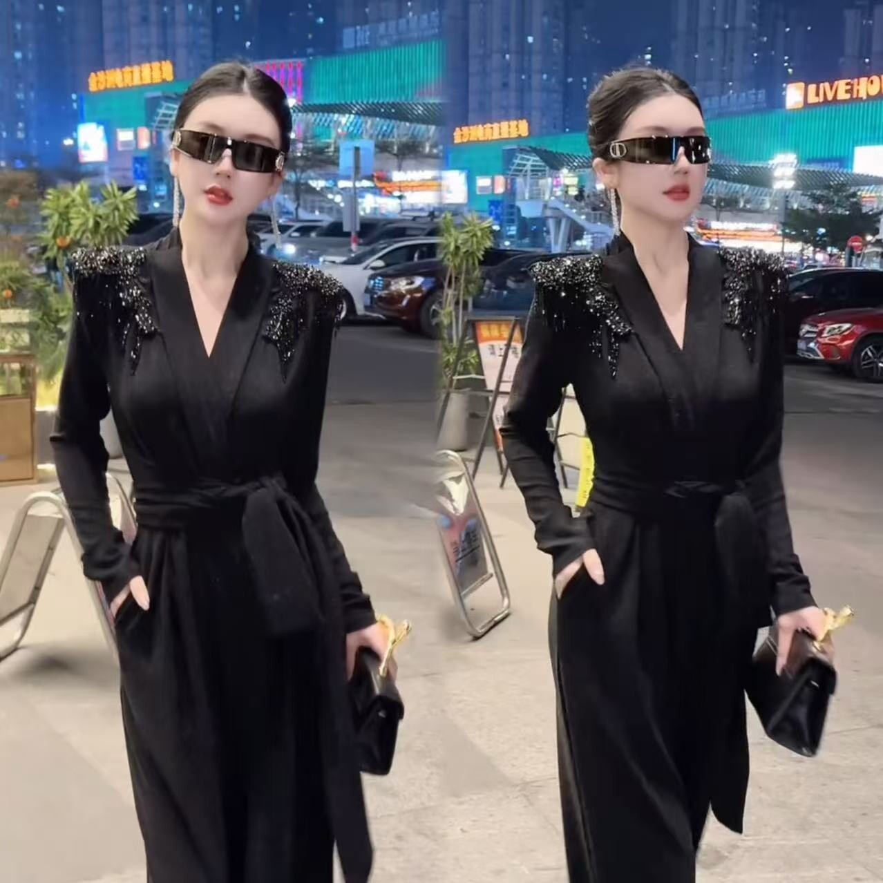 🌟春季必备 | 迪争高级感亮钻流苏连衣裤,时尚通勤两不误 📐-连体衣-淘宝好物网