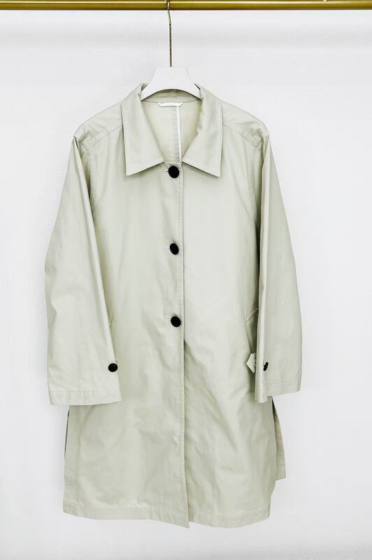 No Returns or Exchanges) Minor Imperfections) British-Style Simple and Elegant Single-Breasted Trench Coat with Lapels