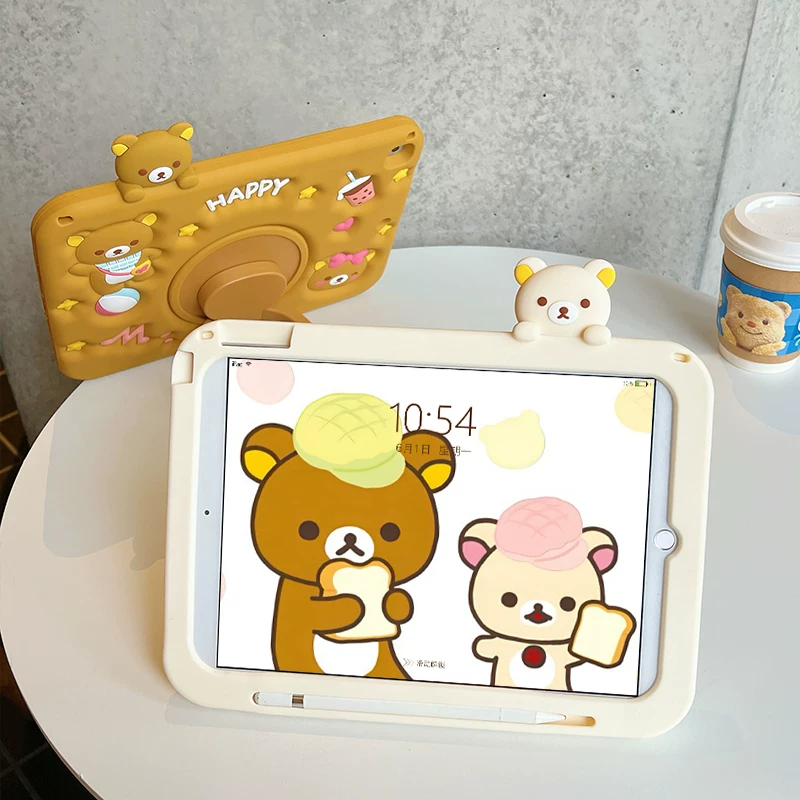 IPad Pro 2024 плоский защитный чехол 9-й поколения 10,2 дюйма 78 мультяшный ipad10 силикон новый простой медведь air6 подходящий для 10,5 против падения apple 9,7 дюйма мини56 дети 11 дюймов