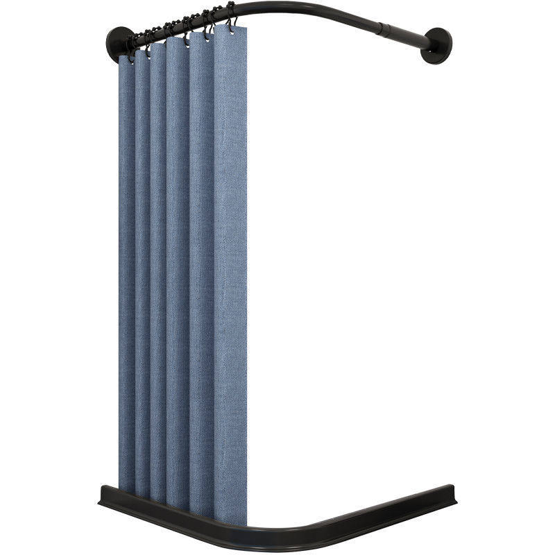 Curved Shower Curtain Rod L-Shaped Partition Curtain Waterproof Fabric Thickened Magnetic No-Drill Bathroom Shower Partition Dry and Wet Separation