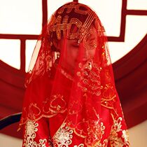 Chinese wedding hijab Xiuhe dress red hijab internet celebrity gauze hijab bridal veil red Xiuhe red hijab