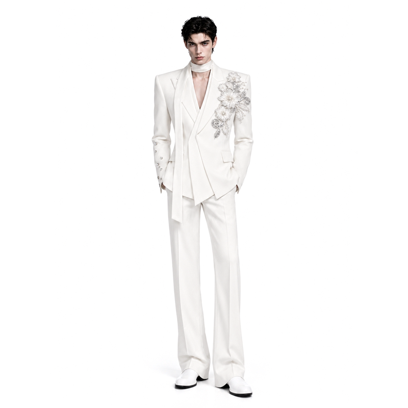 Shexu【Qingyao】Wide-Shoulder, Narrow-Waist Suit with High-End Structured Design and Stylish Shoulder Accents, Waist-Cinching Suit Dress