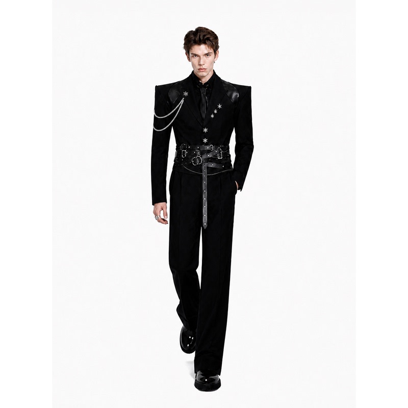 Shexu【沉铭岳新】Designed Suit Jacket with Raised Shoulders and Cinched Waist, Performance Suit, Group Broadcast Outfit
