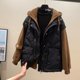 Large size splicing fake two-piece cotton jacket women's 2022 winter new loose casual design hooded cotton jacket trendy