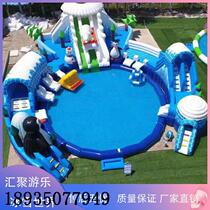 Outdoor large inflatable water park equipment manufacturer slide ice and snow world slide plus pool