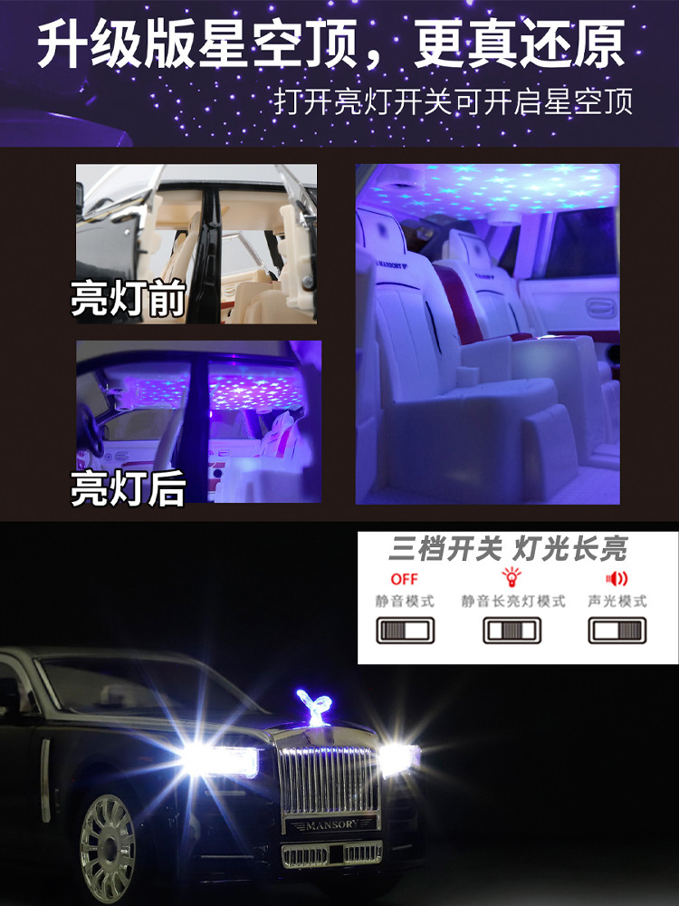 Rolls-Royce Phantom 1:24 Scale Model Car Alloy Simulation Collectible Sports Car Ornament Toy Car for Boys