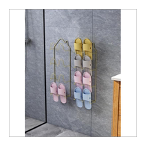Shoe storage wall-mounted adhesive slipper rack bathroom nail-free shoe rack behind the door bathroom punch-free rack