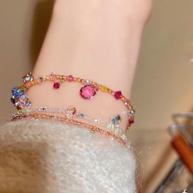 【Peach Branch Broken Jade】Sweet and Sparkling Pink Beaded Bracelet, Korean Style Light Luxury Fashion, Exquisite and Versatile Bracelet Jewelry 【Peach Branch Broken Jade】Sweet and Sparkling Pink Beaded Bracelet, Korean Style Light Luxury Fashion, Exquisite and Versatile Bracelet Jewelry
