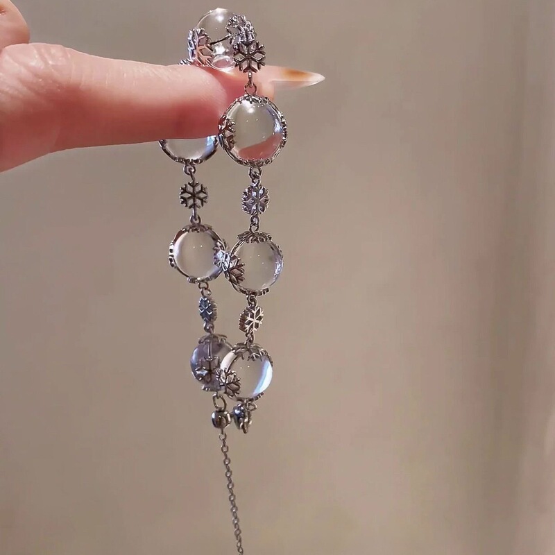 [Frozen] Clear Silver Snowflake White Moonlight Pull-Through Bracelet ins Versatile Bracelet Versatile Jewelry