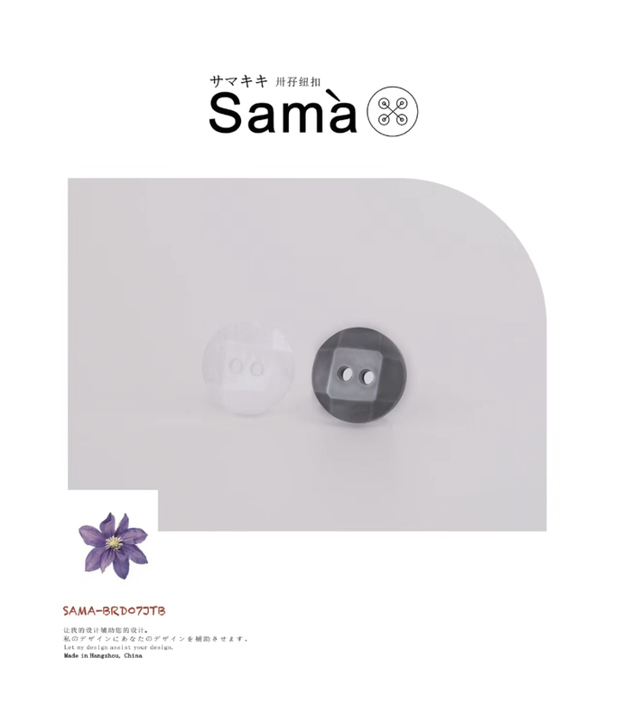 Sama Double-Flowered Fragrant Two-Tone Diamond-Cut Black and White Simple yet Sophisticated Embellishment Shirt with Shell Buttons