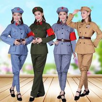 Adult pure cotton Red Army performance uniforms green military uniforms chorus performance uniforms for men and women Eighth Route Army anti-war uniforms green military uniforms